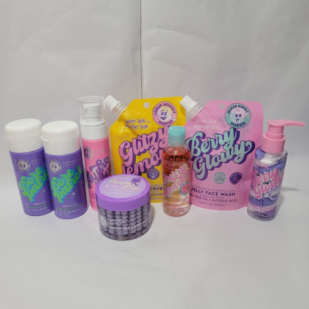 Happy Skin Healthy Skin 8pc Skincare Set Grape Pop Berry Glowy Pore Patrol NEW